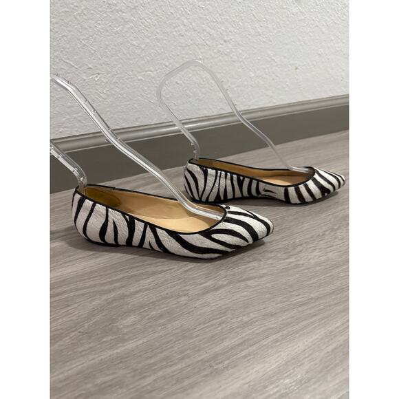 Talbots women’s Zebra Print Calf Hair Pointy Toe Flats 5.5 B & matching belt XS - Picture 4 of 13